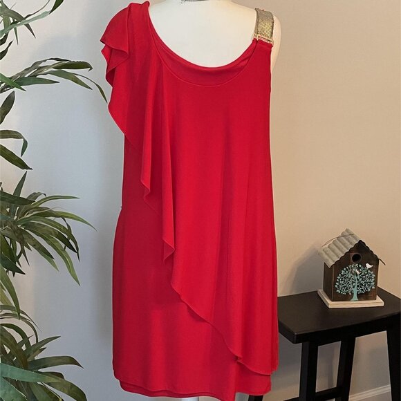 Collection Dress Barn Elegant Red Sleeveless Cocktail Dress Size 10 - Picture 2 of 11
